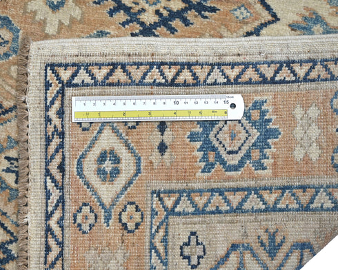 3x5 Kazak Beige Afghan Hand Knotted Geometric Design Wool Area Rug